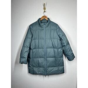 J. Jill Down Puffer Coat Large Blue Spruce Full Zip New
